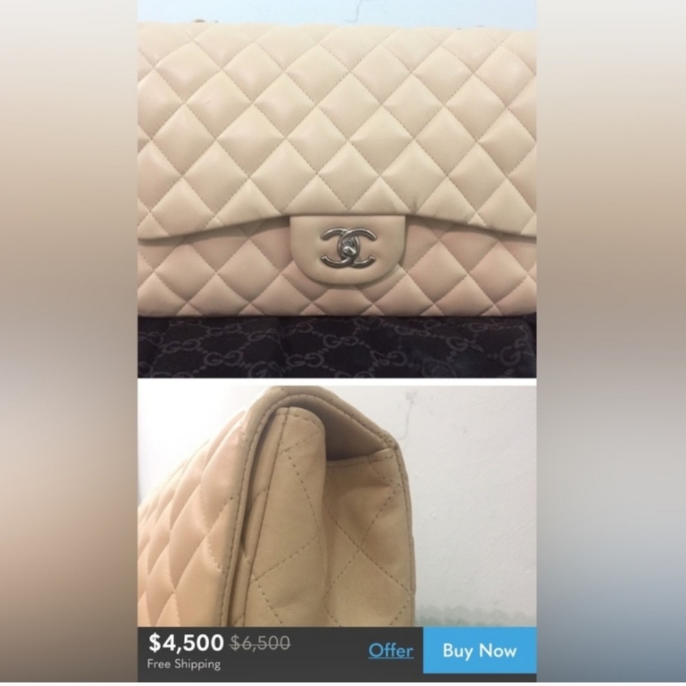 RARE Chanel Cream Lambskin Single Flap - Picture 13 of 13